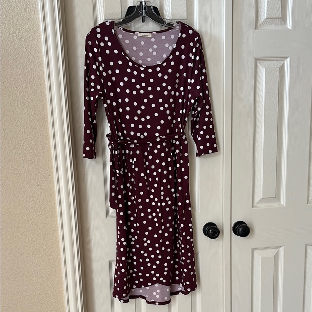 Polka Dot Burgundy Dress